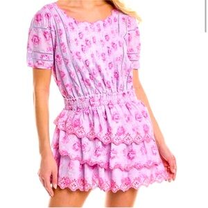 NWT LoveShackFancy Mavis Lilac
Fusion Purple Rose Floral Mini
Tiered Dress Med